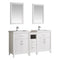 Fresca Cambridge 60" White Double Sink Traditional Bathroom Vanity w/ Mirrors FVN21-241224WH