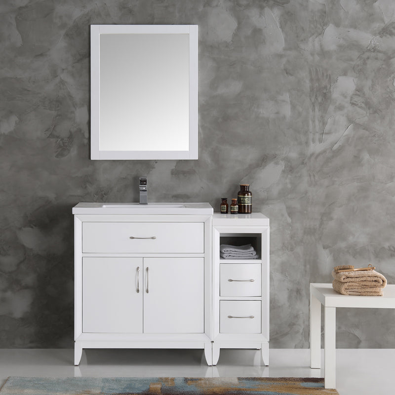 Fresca Cambridge 42" White Traditional Bathroom Vanity with Mirror FVN21-3012WH