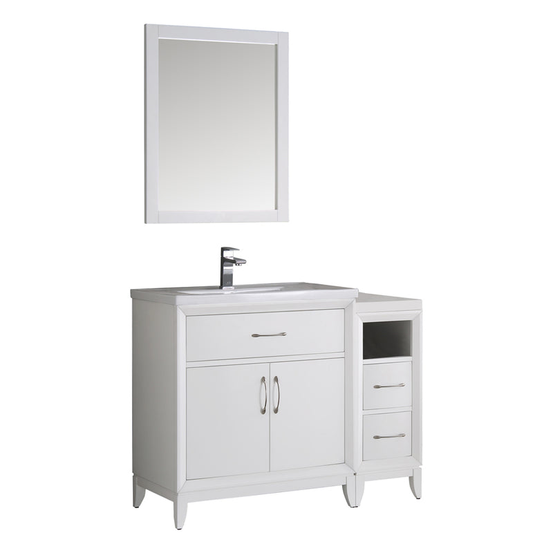 Fresca Cambridge 42" White Traditional Bathroom Vanity w/ Mirror FVN21-3012WH