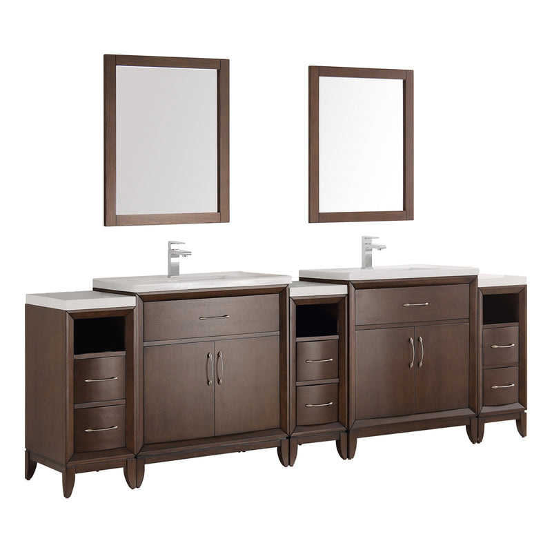 Fresca Cambridge 96" Antique Coffee Double Sink Traditional Bathroom Vanity w/ Mirrors FVN21-96AC