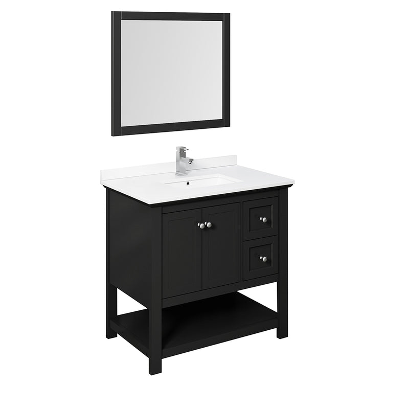 Fresca Manchester 36" Black Traditional Bathroom Vanity w/ Mirror FVN2336BL