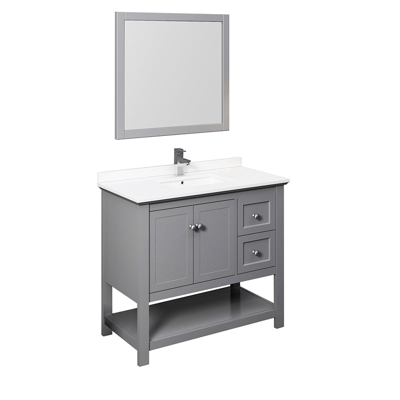 Fresca Manchester 42" Gray Traditional Bathroom Vanity w/ Mirror FVN2340GR