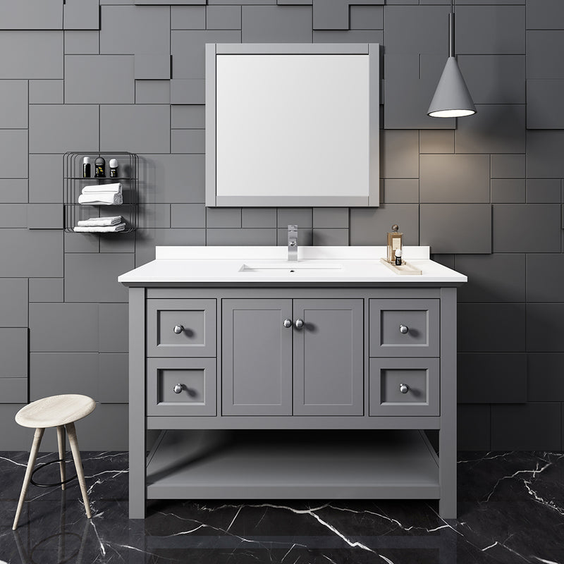 Fresca Manchester 48" Gray Traditional Bathroom Vanity with Mirror FVN2348GR