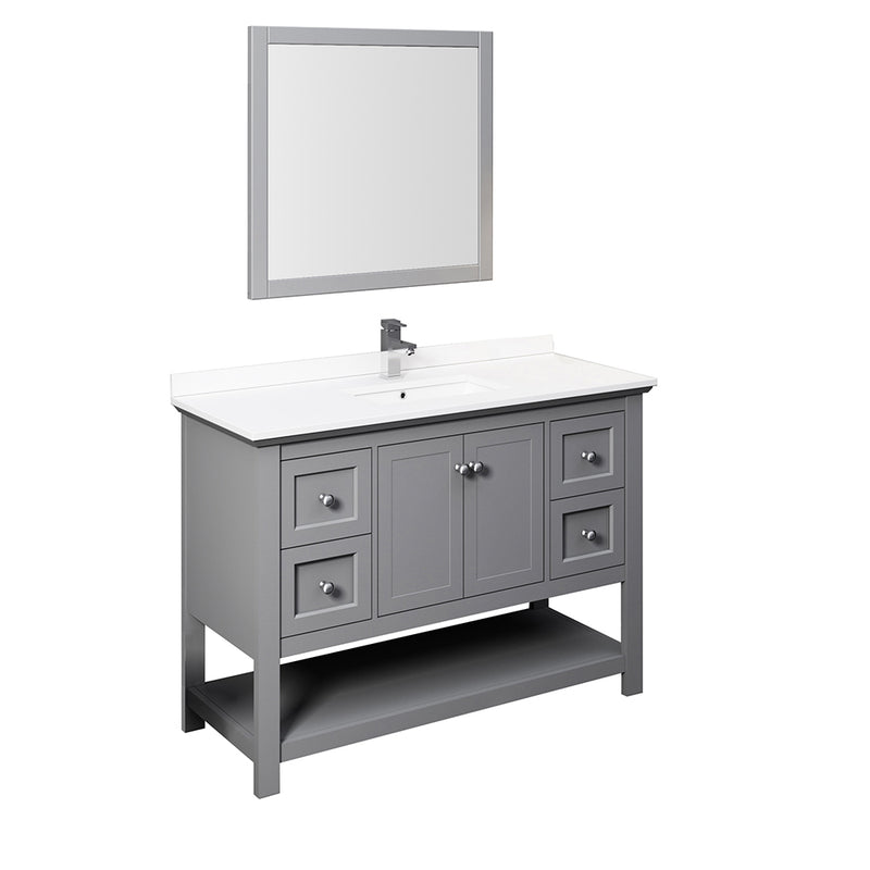 Fresca Manchester 48" Gray Traditional Bathroom Vanity w/ Mirror FVN2348GR