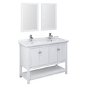 Fresca Manchester 48" White Traditional Double Sink Bathroom Vanity w/ Mirrors FVN2348WH-D