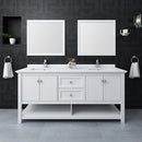 Fresca Manchester 72" White Traditional Double Sink Bathroom Vanity with Mirrors FVN2372WH-D