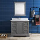 Fresca Windsor 40" Gray Textured Traditional Bathroom Vanity with Mirror FVN2440GRV