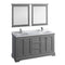 Fresca Windsor 60" Gray Textured Traditional Double Sink Bathroom Vanity w/ Mirrors FVN2460GRV