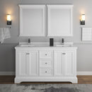 Fresca Windsor 60" Matte White Traditional Double Sink Bathroom Vanity with Mirrors FVN2460WHM