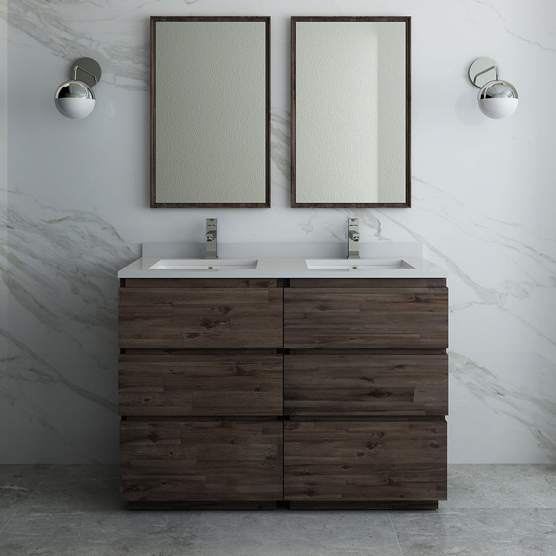 Fresca Formosa 48" Floor Standing Double Sink Modern Bathroom Vanity with Mirrors FVN31-2424ACA-FC