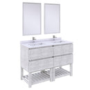 Fresca Formosa 48" Floor Standing Double Sink Modern Bathroom Vanity w/ Open Bottom & Mirrors in Rustic White FVN31-2424RWH-FS