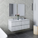 Fresca Formosa 48" Wall Hung Double Sink Modern Bathroom Vanity with Mirrors in Rustic White FVN31-2424RWH