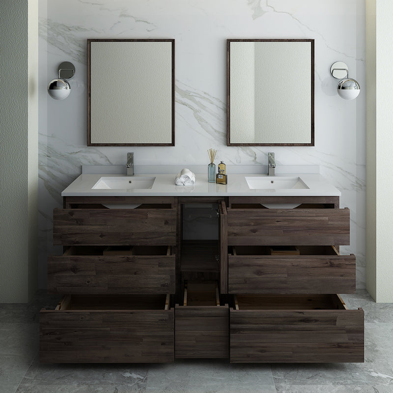 Fresca Formosa 72" Floor Standing Double Sink Modern Bathroom Vanity with Mirrors FVN31-301230ACA-FC