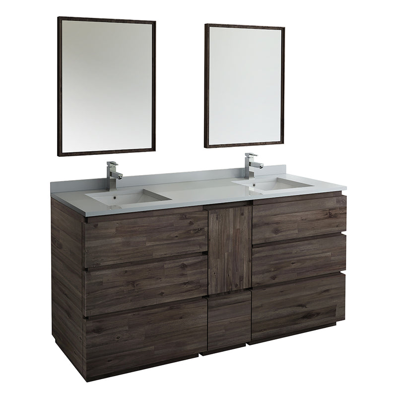 Fresca Formosa 72" Floor Standing Double Sink Modern Bathroom Vanity w/ Mirrors FVN31-301230ACA-FC