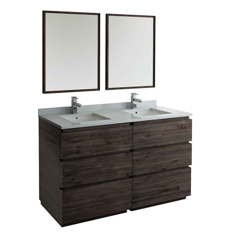 Fresca Formosa 60" Floor Standing Double Sink Modern Bathroom Vanity w/ Mirrors FVN31-3030ACA-FC