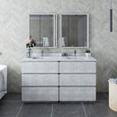 Fresca Formosa 60" Floor Standing Double Sink Modern Bathroom Vanity with Mirrors in Rustic White FVN31-3030RWH-FC