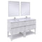 Fresca Formosa 60" Floor Standing Double Sink Modern Bathroom Vanity w/ Open Bottom & Mirrors in Rustic White FVN31-3030RWH-FS