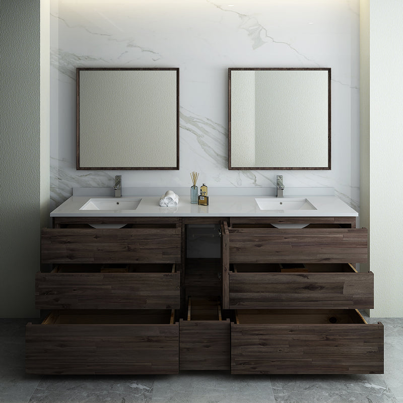 Fresca Formosa 84" Floor Standing Double Sink Modern Bathroom Vanity with Mirrors FVN31-361236ACA-FC