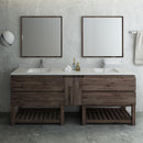 Fresca Formosa 84" Floor Standing Double Sink Modern Bathroom Vanity with Open Bottom and Mirrors FVN31-361236ACA-FS