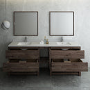 Fresca Formosa 84" Floor Standing Double Sink Modern Bathroom Vanity with Open Bottom and Mirrors FVN31-361236ACA-FS