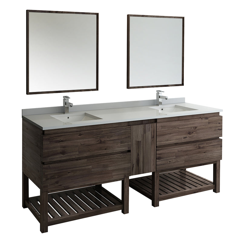 Fresca Formosa 84" Floor Standing Double Sink Modern Bathroom Vanity w/ Open Bottom & Mirrors FVN31-361236ACA-FS