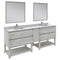 Fresca Formosa 84" Floor Standing Double Sink Modern Bathroom Vanity w/ Open Bottom & Mirrors in Ash FVN31-361236ASH-FS