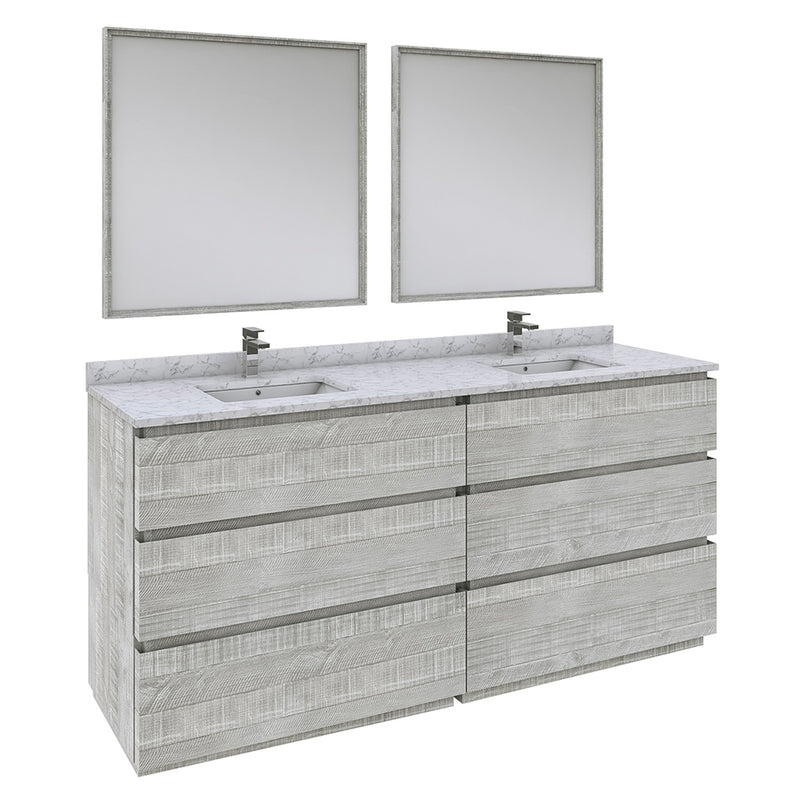 Fresca Formosa 72" Floor Standing Double Sink Modern Bathroom Vanity with Mirrors in Ash FVN31-3636ASH-FC