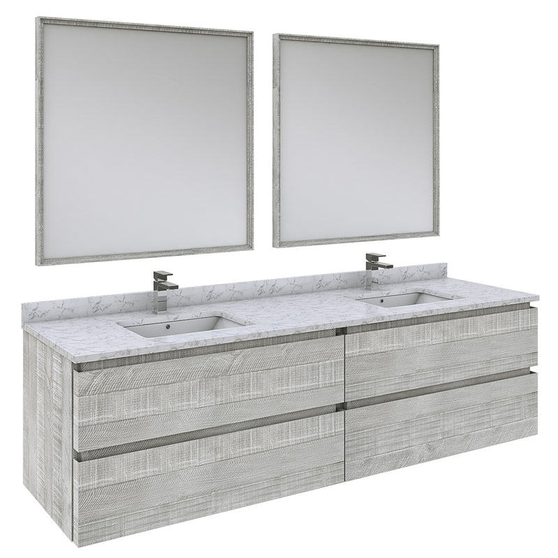 Fresca Formosa 72" Wall Hung Double Sink Modern Bathroom Vanity w/ Mirrors in Ash FVN31-3636ASH