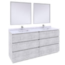 Fresca Formosa 72" Floor Standing Double Sink Modern Bathroom Vanity with Mirrors in Rustic White FVN31-3636RWH-FC