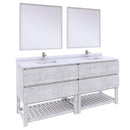 Fresca Formosa 72" Floor Standing Double Sink Modern Bathroom Vanity with Open Bottom and Mirrors in Rustic White FVN31-3636RWH-FS