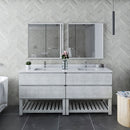 Fresca Formosa 72" Floor Standing Double Sink Modern Bathroom Vanity with Open Bottom and Mirrors in Rustic White FVN31-3636RWH-FS