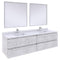 Fresca Formosa 72" Wall Hung Double Sink Modern Bathroom Vanity w/ Mirrors in Rustic White FVN31-3636RWH