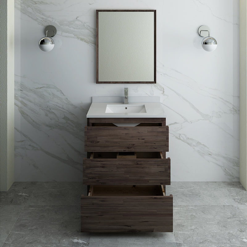 Fresca Formosa 30" Floor Standing Modern Bathroom Vanity with Mirror FVN3130ACA-FC