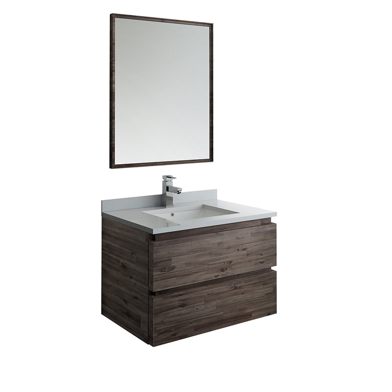 Fresca Formosa 30" Wall Hung Modern Bathroom Vanity w/ Mirror FVN3130ACA