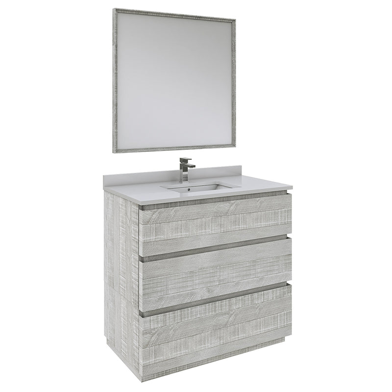 Fresca Formosa 36" Floor Standing Modern Bathroom Vanity w/ Mirror in Ash FVN3136ASH-FC