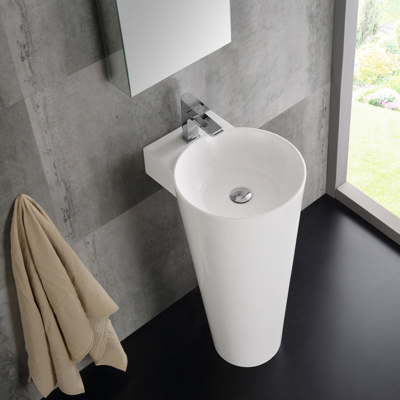 Fresca Messina 16" White Pedestal Sink w Medicine Cabinet - Modern Bathroom Vanity FVN5022WH