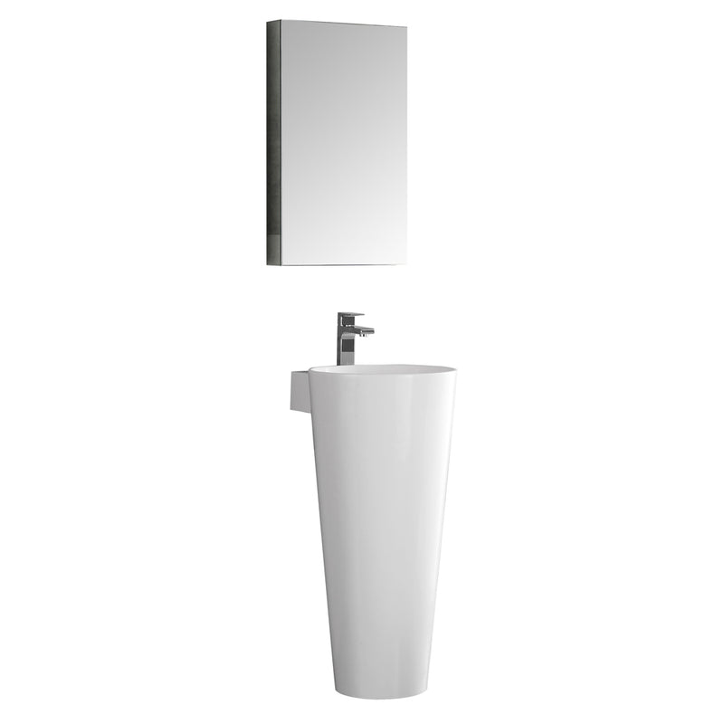 Fresca Messina 16" White Pedestal Sink w Medicine Cabinet - Modern Bathroom Vanity FVN5022WH