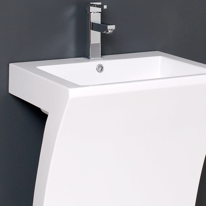 Fresca Quadro 23" White Pedestal Sink with Medicine Cabinet - Modern Bathroom Vanity FVN5024WH