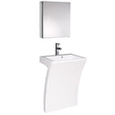 Fresca Quadro 23" White Pedestal Sink w/ Medicine Cabinet - Modern Bathroom Vanity FVN5024WH