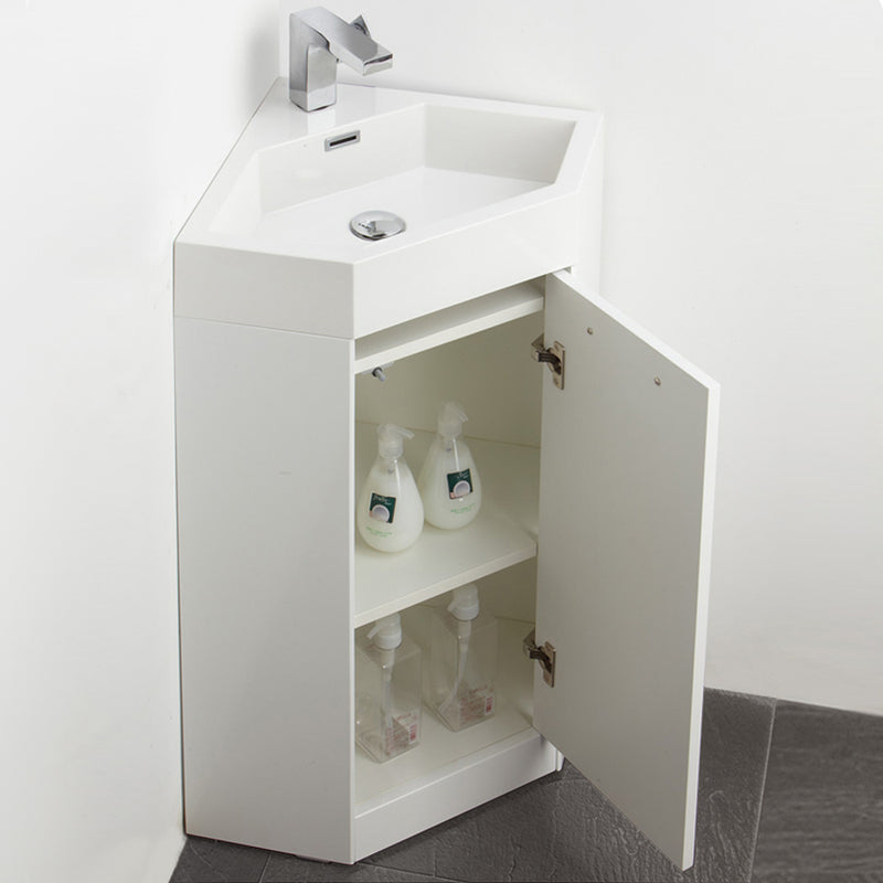 Fresca Coda 18" White Modern Corner Bathroom Vanity FVN5084WH