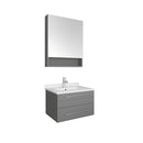 Fresca Lucera 24" Gray Wall Hung Undermount Sink Modern Bathroom Vanity w/ Medicine Cabinet FVN6124GR-UNS