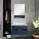 Fresca Lucera 30" Royal Blue Wall Hung Undermount Sink Modern Bathroom Vanity with Medicine Cabinet FVN6130RBL-UNS