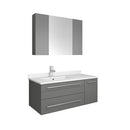 Fresca Lucera 36" Gray Wall Hung Undermount Sink Modern Bathroom Vanity w/ Medicine Cabinet - Left Version FVN6136GR-UNS-L