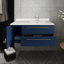 Fresca Lucera 36" Royal Blue Wall Hung Undermount Sink Modern Bathroom Vanity with Medicine Cabinet - Right Version FVN6136RBL-UNS-R