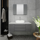 Fresca Lucera 42" Gray Wall Hung Vessel Sink Modern Bathroom Vanity with Medicine Cabinet FVN6142GR-VSL