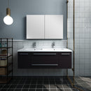 Fresca Lucera 48" Espresso Wall Hung Double Undermount Sink Modern Bathroom Vanity with Medicine Cabinet FVN6148ES-UNS-D