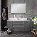 Fresca Lucera 48" Gray Wall Hung Double Vessel Sink Modern Bathroom Vanity with Medicine Cabinet FVN6148GR-VSL-D