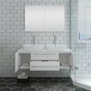 Fresca Lucera 48" White Wall Hung Double Vessel Sink Modern Bathroom Vanity with Medicine Cabinet FVN6148WH-VSL-D