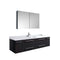 Fresca Lucera 60" Espresso Wall Hung Single Undermount Sink Modern Bathroom Vanity w/ Medicine Cabinet FVN6160ES-UNS