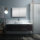 Fresca Lucera 60" Espresso Wall Hung Single Vessel Sink Modern Bathroom Vanity with Medicine Cabinet FVN6160ES-VSL